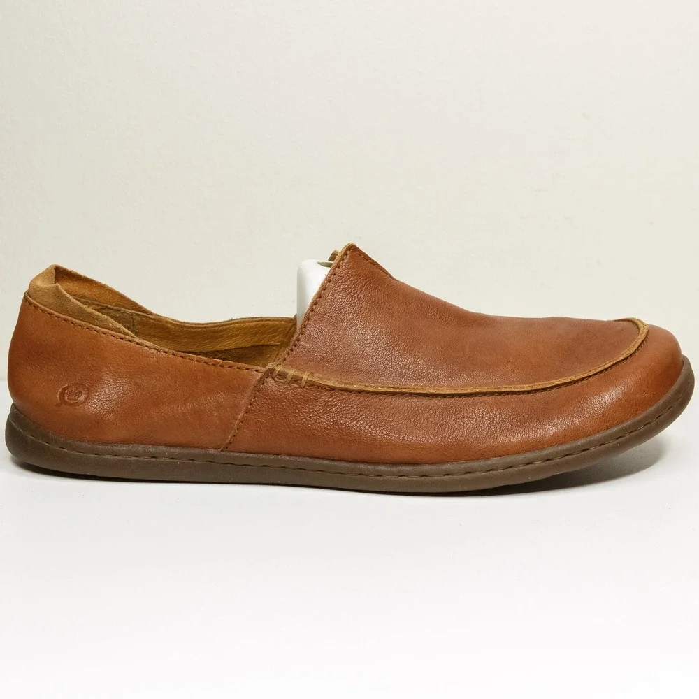 BORN Moc Toe Casual Loafers Cognac Leather‎ Slip On Shoes Mens 12